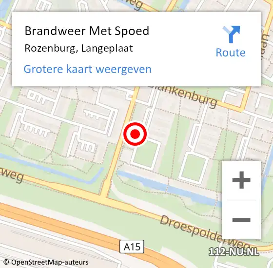 Locatie op kaart van de 112 melding: Brandweer Met Spoed Naar Rozenburg, Langeplaat op 20 februari 2022 09:33