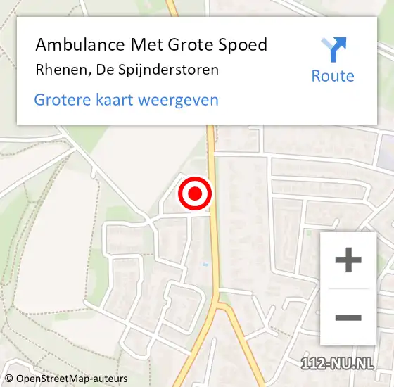 Locatie op kaart van de 112 melding: Ambulance Met Grote Spoed Naar Rhenen, De Spijnderstoren op 20 februari 2022 09:48