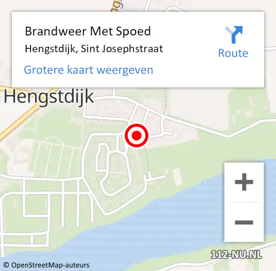 Locatie op kaart van de 112 melding: Brandweer Met Spoed Naar Hengstdijk, Sint Josephstraat op 20 februari 2022 09:53