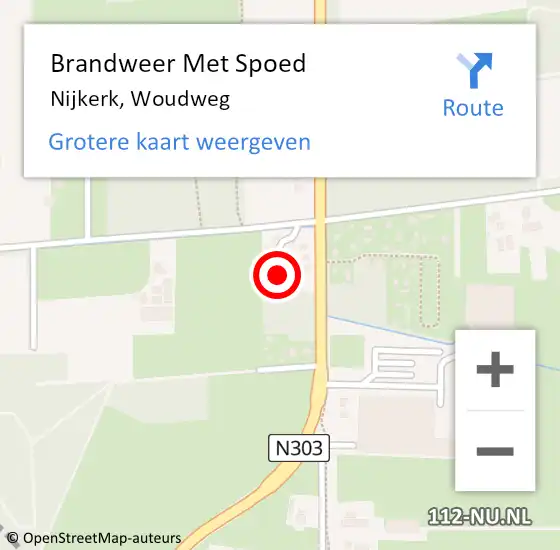 Locatie op kaart van de 112 melding: Brandweer Met Spoed Naar Nijkerk, Woudweg op 20 februari 2022 09:58