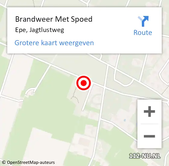 Locatie op kaart van de 112 melding: Brandweer Met Spoed Naar Epe, Jagtlustweg op 20 februari 2022 10:18