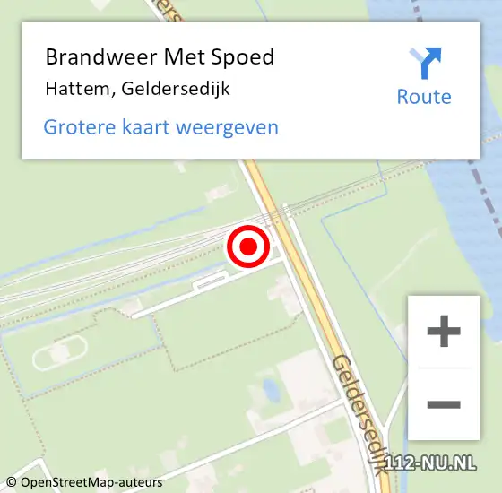 Locatie op kaart van de 112 melding: Brandweer Met Spoed Naar Hattem, Geldersedijk op 20 februari 2022 10:20