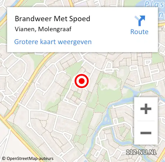 Locatie op kaart van de 112 melding: Brandweer Met Spoed Naar Vianen, Molengraaf op 20 februari 2022 10:26