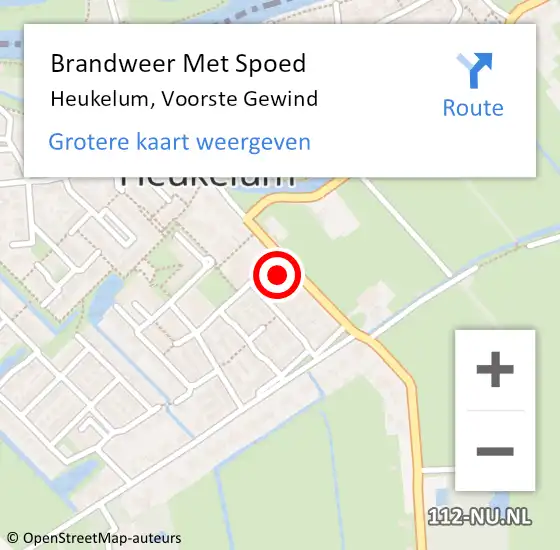 Locatie op kaart van de 112 melding: Brandweer Met Spoed Naar Heukelum, Voorste Gewind op 20 februari 2022 10:33