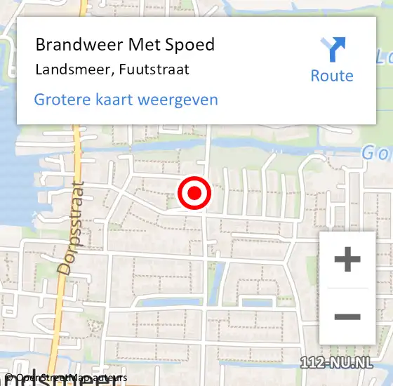 Locatie op kaart van de 112 melding: Brandweer Met Spoed Naar Landsmeer, Fuutstraat op 20 februari 2022 10:34