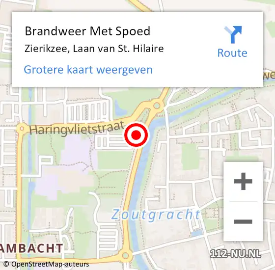 Locatie op kaart van de 112 melding: Brandweer Met Spoed Naar Zierikzee, Laan van St. Hilaire op 20 februari 2022 10:35