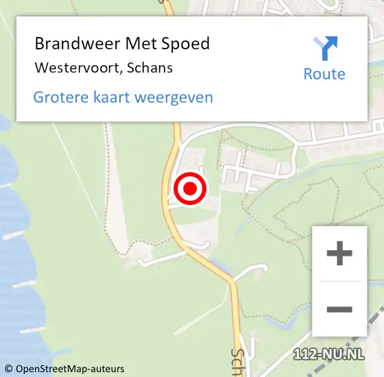 Locatie op kaart van de 112 melding: Brandweer Met Spoed Naar Westervoort, Schans op 20 februari 2022 10:49