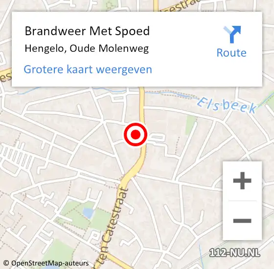 Locatie op kaart van de 112 melding: Brandweer Met Spoed Naar Hengelo, Oude Molenweg op 20 februari 2022 10:53