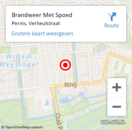 Locatie op kaart van de 112 melding: Brandweer Met Spoed Naar Pernis, Verheulstraat op 20 februari 2022 10:53