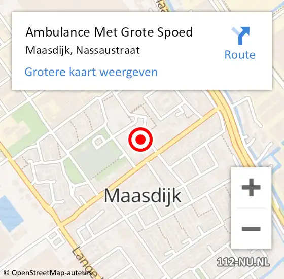 Locatie op kaart van de 112 melding: Ambulance Met Grote Spoed Naar Maasdijk, Nassaustraat op 20 februari 2022 10:57