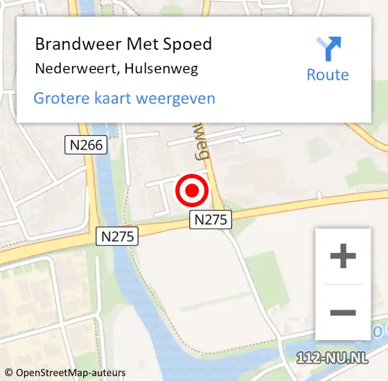 Locatie op kaart van de 112 melding: Brandweer Met Spoed Naar Nederweert, Hulsenweg op 20 februari 2022 11:02