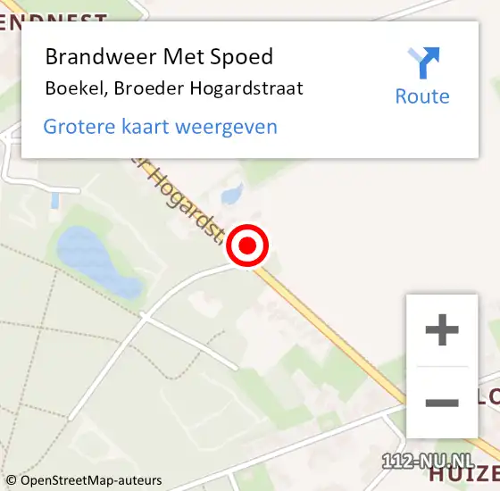 Locatie op kaart van de 112 melding: Brandweer Met Spoed Naar Boekel, Broeder Hogardstraat op 20 februari 2022 11:08