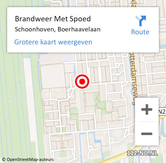 Locatie op kaart van de 112 melding: Brandweer Met Spoed Naar Schoonhoven, Boerhaavelaan op 20 februari 2022 11:09