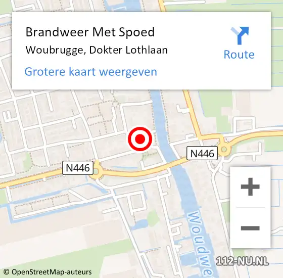 Locatie op kaart van de 112 melding: Brandweer Met Spoed Naar Woubrugge, Dokter Lothlaan op 20 februari 2022 11:09