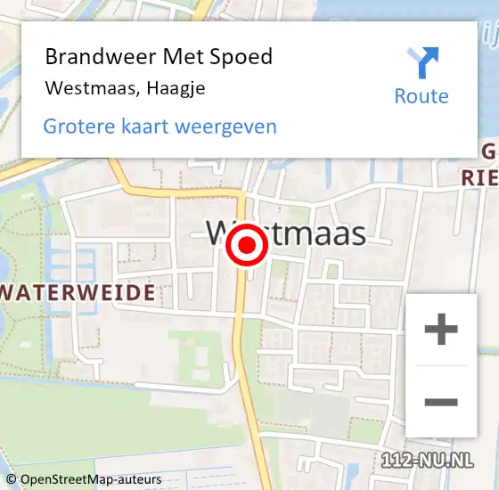 Locatie op kaart van de 112 melding: Brandweer Met Spoed Naar Westmaas, Haagje op 20 februari 2022 11:10