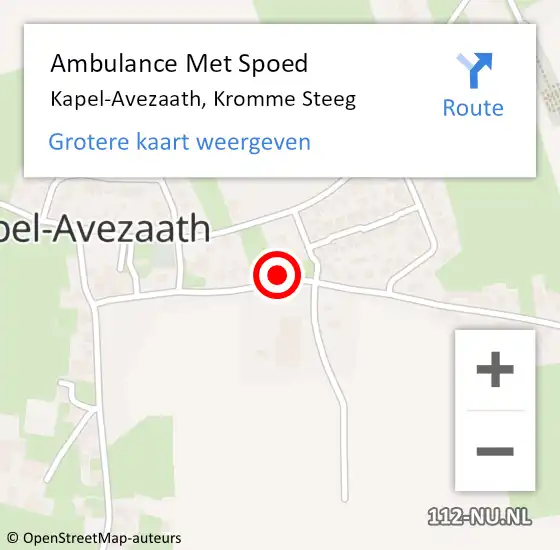 Locatie op kaart van de 112 melding: Ambulance Met Spoed Naar Kapel-Avezaath, Kromme Steeg op 20 februari 2022 11:12