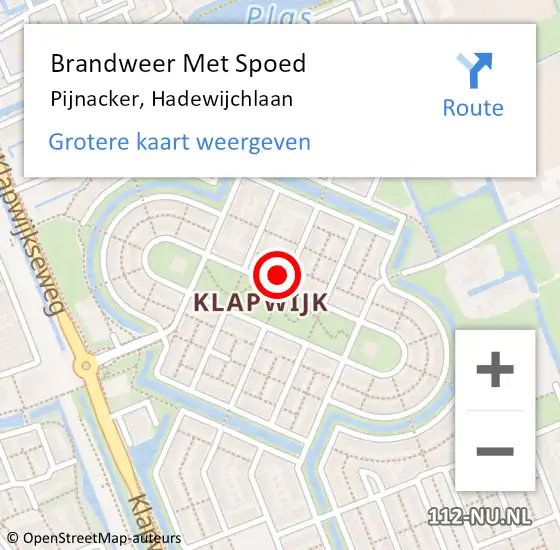 Locatie op kaart van de 112 melding: Brandweer Met Spoed Naar Pijnacker, Hadewijchlaan op 20 februari 2022 11:14