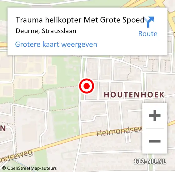 Locatie op kaart van de 112 melding: Trauma helikopter Met Grote Spoed Naar Deurne, Strausslaan op 20 februari 2022 11:14