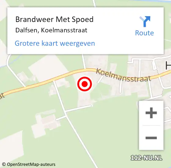 Locatie op kaart van de 112 melding: Brandweer Met Spoed Naar Dalfsen, Koelmansstraat op 20 februari 2022 11:17