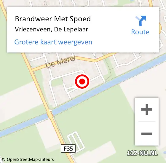 Locatie op kaart van de 112 melding: Brandweer Met Spoed Naar Vriezenveen, De Lepelaar op 20 februari 2022 11:21