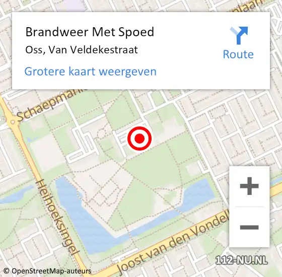 Locatie op kaart van de 112 melding: Brandweer Met Spoed Naar Oss, Van Veldekestraat op 20 februari 2022 11:29