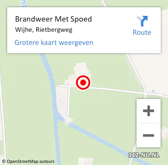 Locatie op kaart van de 112 melding: Brandweer Met Spoed Naar Wijhe, Rietbergweg op 20 februari 2022 11:29