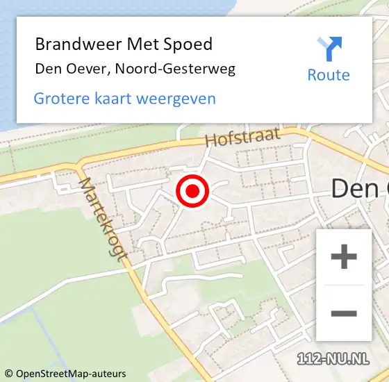 Locatie op kaart van de 112 melding: Brandweer Met Spoed Naar Den Oever, Noord-Gesterweg op 20 februari 2022 11:33