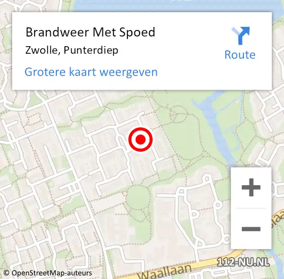 Locatie op kaart van de 112 melding: Brandweer Met Spoed Naar Zwolle, Punterdiep op 20 februari 2022 11:42