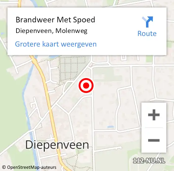 Locatie op kaart van de 112 melding: Brandweer Met Spoed Naar Diepenveen, Molenweg op 20 februari 2022 11:44