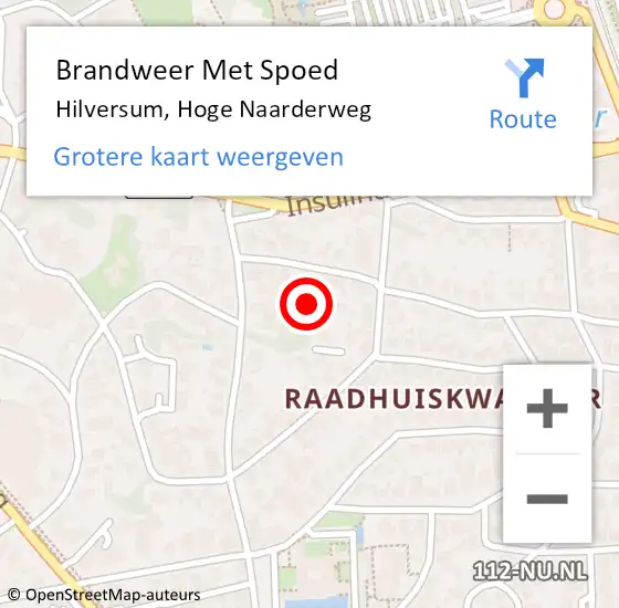 Locatie op kaart van de 112 melding: Brandweer Met Spoed Naar Hilversum, Hoge Naarderweg op 20 februari 2022 11:55