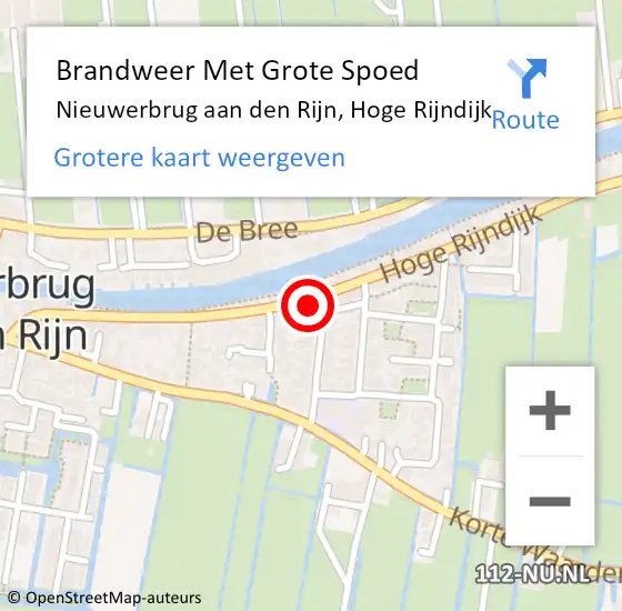 Locatie op kaart van de 112 melding: Brandweer Met Grote Spoed Naar Nieuwerbrug, Hoge Rijndijk op 20 februari 2022 11:55