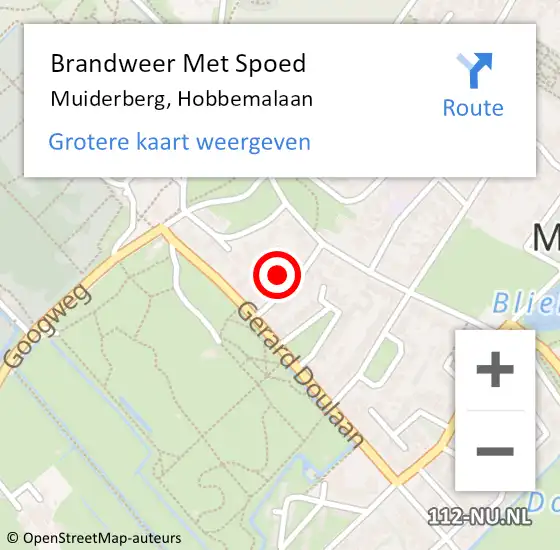 Locatie op kaart van de 112 melding: Brandweer Met Spoed Naar Muiderberg, Hobbemalaan op 20 februari 2022 11:56