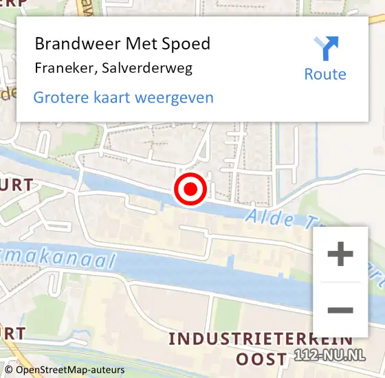 Locatie op kaart van de 112 melding: Brandweer Met Spoed Naar Franeker, Salverderweg op 20 februari 2022 12:01