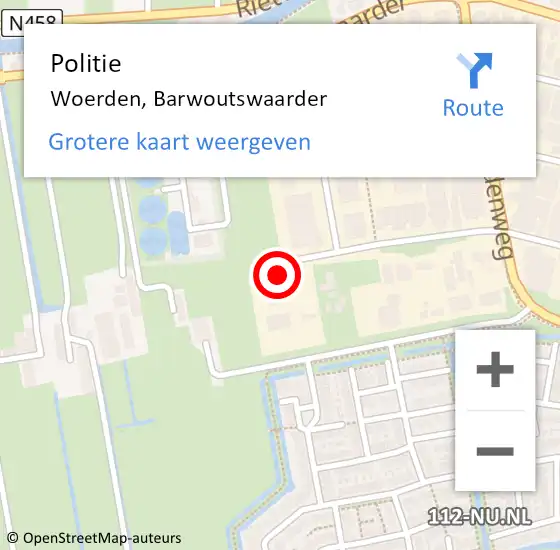 Locatie op kaart van de 112 melding: Politie Woerden, Barwoutswaarder op 20 februari 2022 12:04