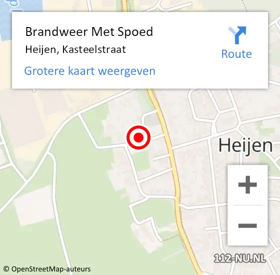 Locatie op kaart van de 112 melding: Brandweer Met Spoed Naar Heijen, Kasteelstraat op 20 februari 2022 12:04