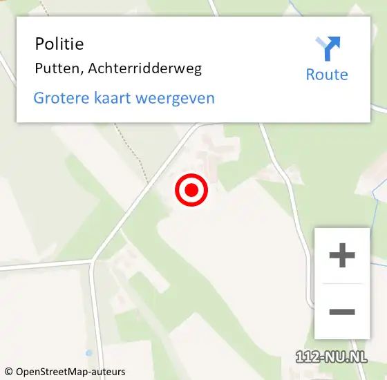 Locatie op kaart van de 112 melding: Politie Putten, Achterridderweg op 20 februari 2022 12:05