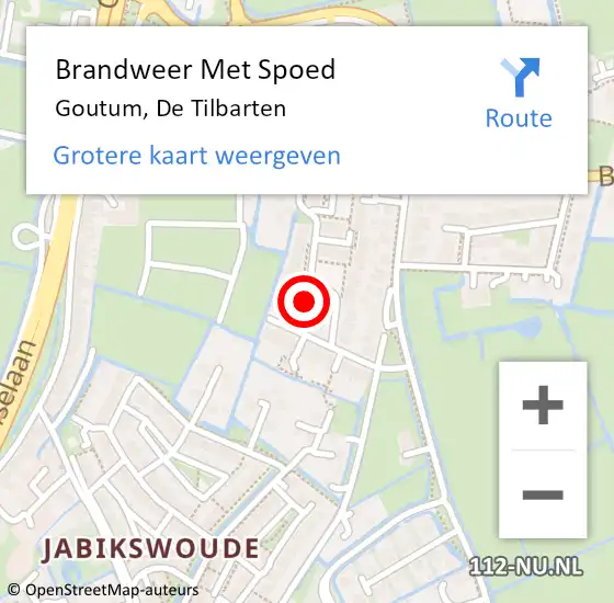 Locatie op kaart van de 112 melding: Brandweer Met Spoed Naar Goutum, De Tilbarten op 20 februari 2022 12:10