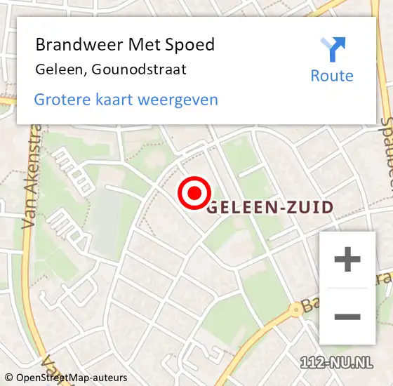 Locatie op kaart van de 112 melding: Brandweer Met Spoed Naar Geleen, Gounodstraat op 20 februari 2022 12:14