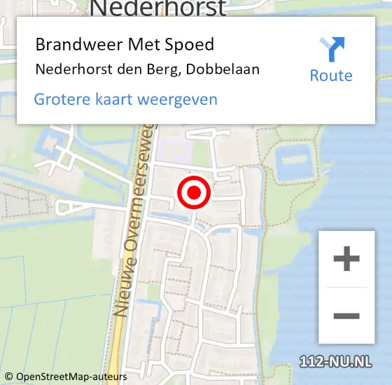 Locatie op kaart van de 112 melding: Brandweer Met Spoed Naar Nederhorst den Berg, Dobbelaan op 20 februari 2022 12:16