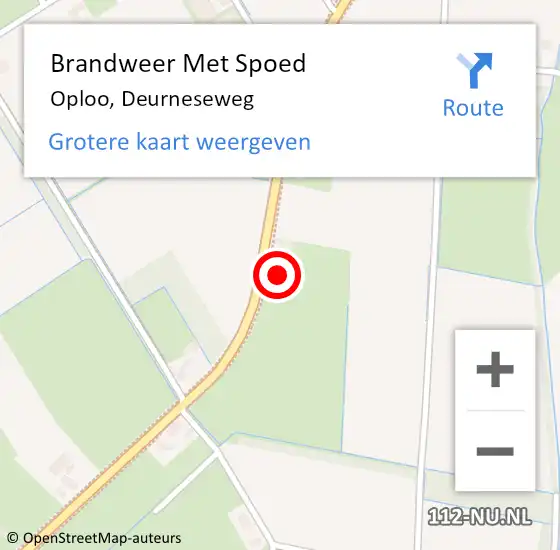 Locatie op kaart van de 112 melding: Brandweer Met Spoed Naar Oploo, Deurneseweg op 20 februari 2022 12:23