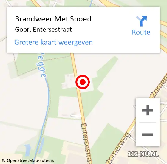 Locatie op kaart van de 112 melding: Brandweer Met Spoed Naar Goor, Entersestraat op 20 februari 2022 12:24