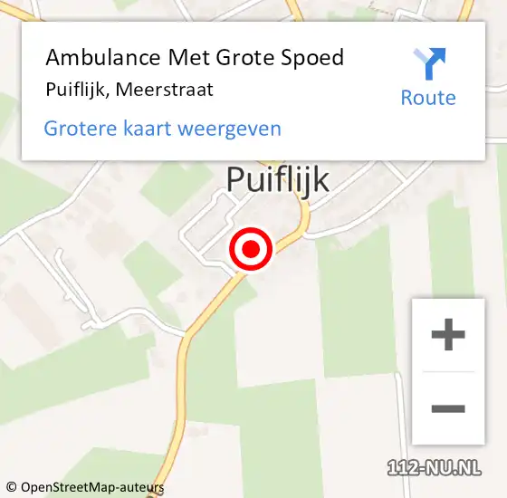 Locatie op kaart van de 112 melding: Ambulance Met Grote Spoed Naar Puiflijk, Meerstraat op 20 februari 2022 12:37