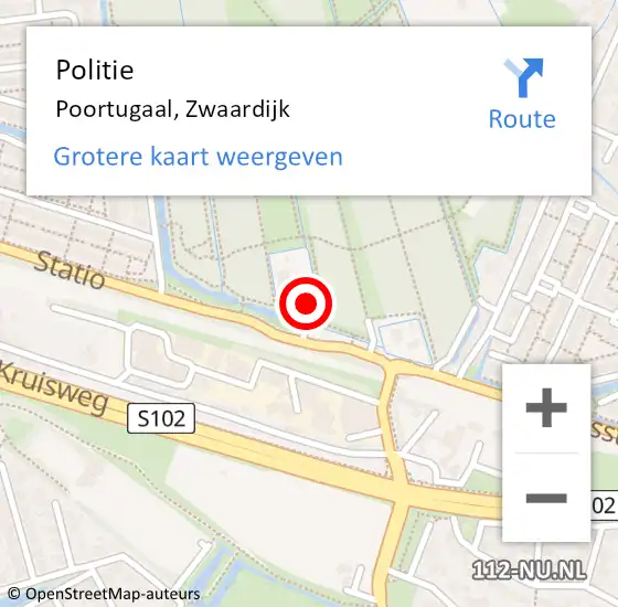 Locatie op kaart van de 112 melding: Politie Poortugaal, Zwaardijk op 20 februari 2022 12:42