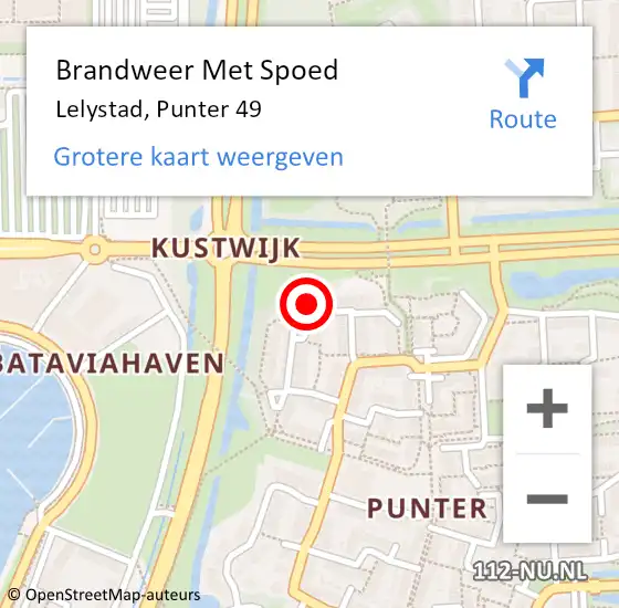 Locatie op kaart van de 112 melding: Brandweer Met Spoed Naar Lelystad, Punter 49 op 20 februari 2022 12:44