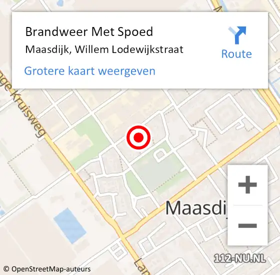 Locatie op kaart van de 112 melding: Brandweer Met Spoed Naar Maasdijk, Willem Lodewijkstraat op 20 februari 2022 12:47