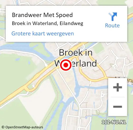 Locatie op kaart van de 112 melding: Brandweer Met Spoed Naar Broek in Waterland, Eilandweg op 20 februari 2022 12:58