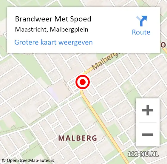 Locatie op kaart van de 112 melding: Brandweer Met Spoed Naar Maastricht, Malbergplein op 20 februari 2022 12:59