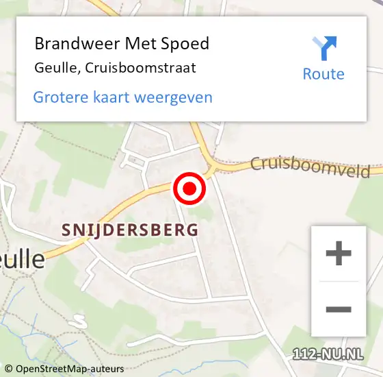 Locatie op kaart van de 112 melding: Brandweer Met Spoed Naar Geulle, Cruisboomstraat op 20 februari 2022 13:07