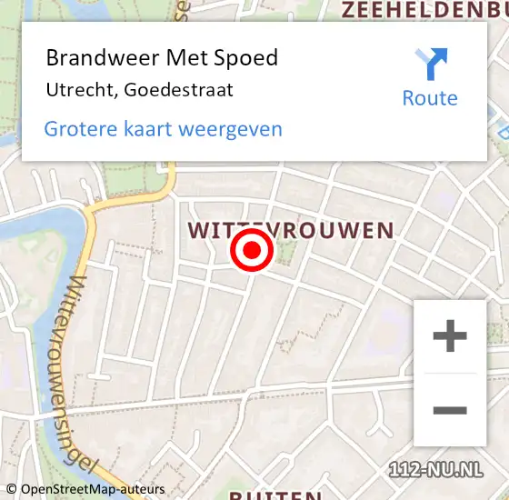 Locatie op kaart van de 112 melding: Brandweer Met Spoed Naar Utrecht, Goedestraat op 20 februari 2022 13:08
