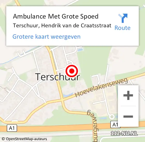 Locatie op kaart van de 112 melding: Ambulance Met Grote Spoed Naar Terschuur, Hendrik van de Craatsstraat op 20 februari 2022 13:10